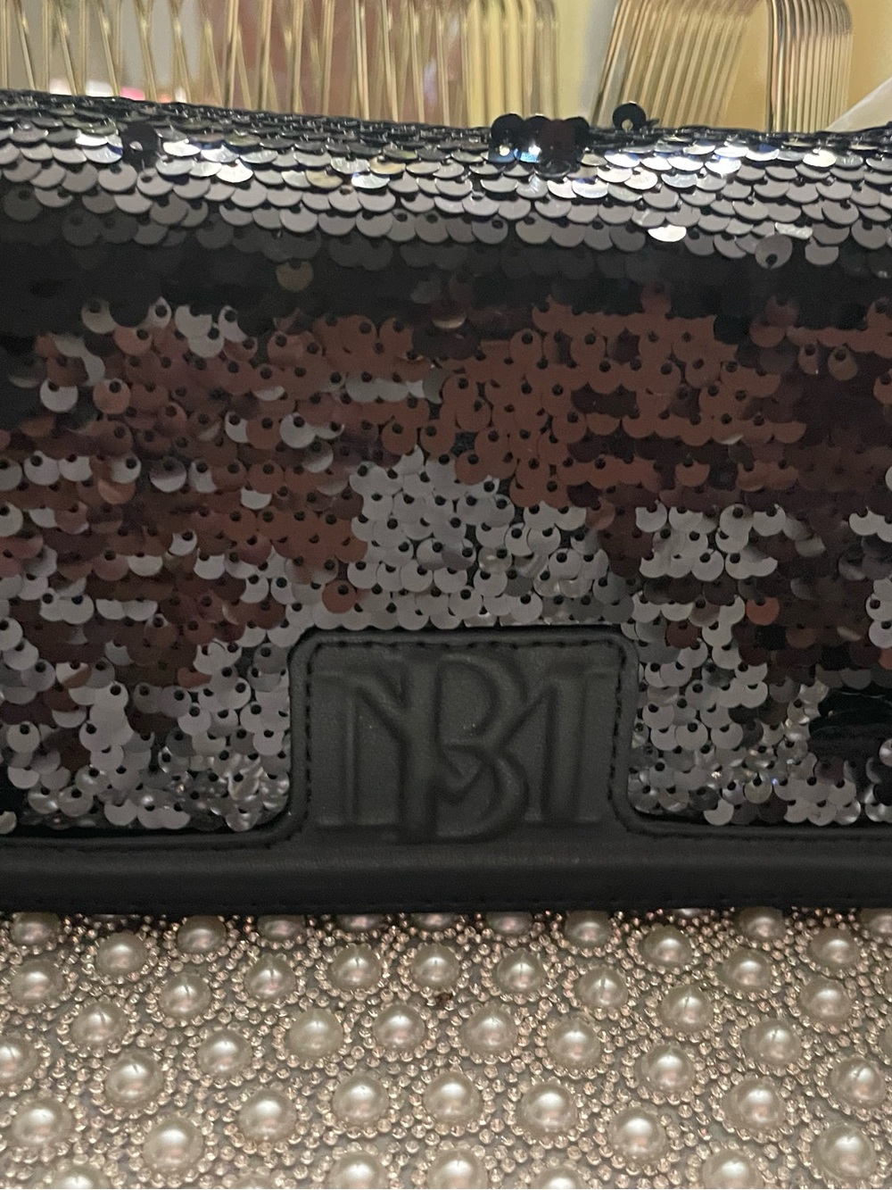 Badgley Mischka Black Sequin Clutch